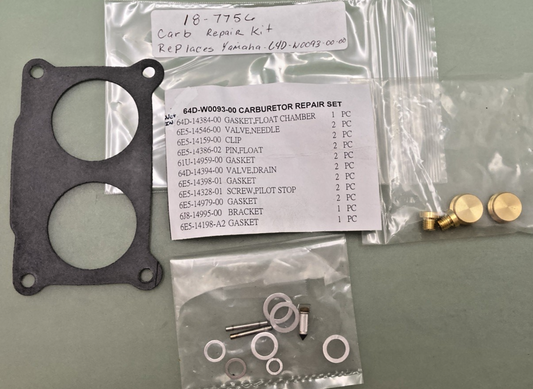 NEW REPLACES YAMAHA 18-7756 CARBURETOR REPAIR KIT, YAMAHA 64D-W0093-00-00