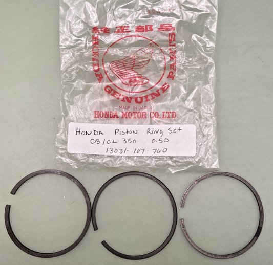 NEW GENUINE HONDA 13031-107-760 OVERSIZE PISTON RING SET .50