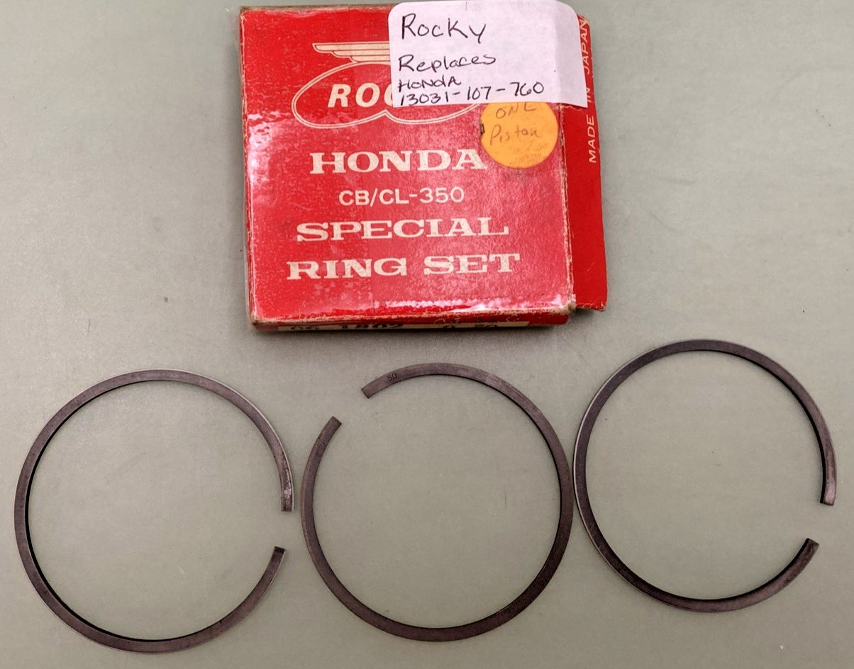 NEW GENUINE ROCKY 06-1802 OVERSIZE PISTON RING SET .50, HONDA 13031-107-760