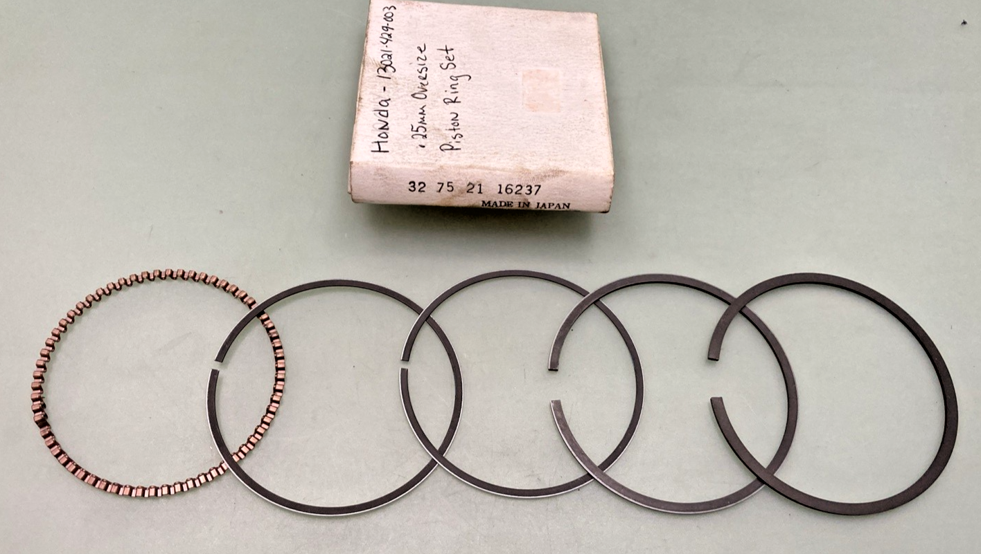 NEW REPLACES HONDA 32 75 21 16237 .25 OVERSIZE PISTON RING SET, 13021-429-003