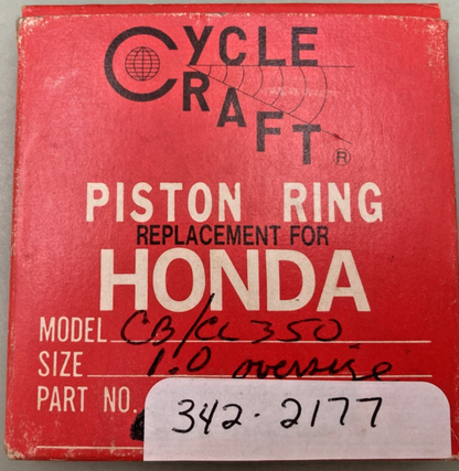 NEW GENUINE CYCLE CRAFT 342-2177 OVERSIZE PISTON RING SET 1.00,HON 13051-287-305