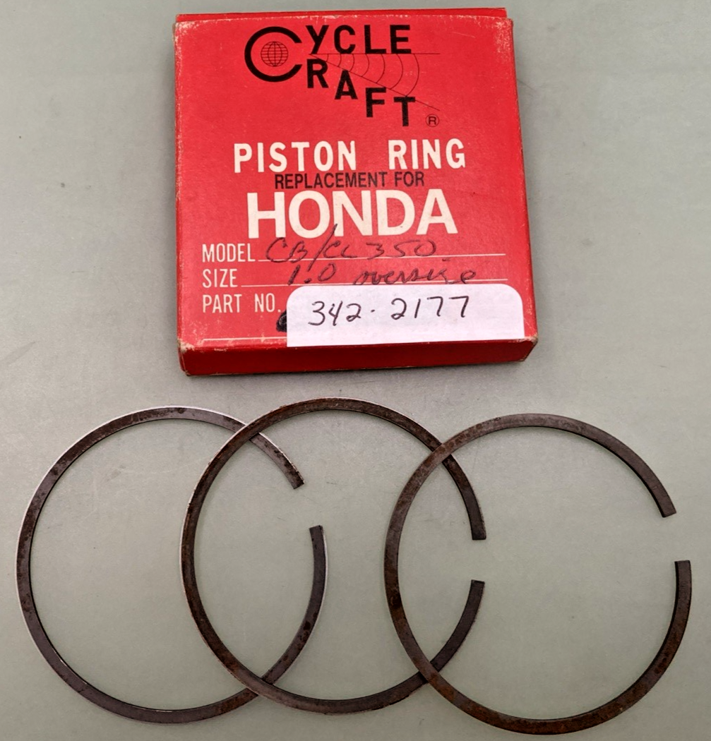 NEW GENUINE CYCLE CRAFT 342-2177 OVERSIZE PISTON RING SET 1.00,HON 13051-287-305