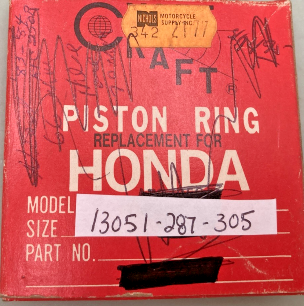 NEW GENUINE CYCLE CRAFT 342-2177 OVERSIZE PISTON RING SET 1.00,HON 13051-287-305
