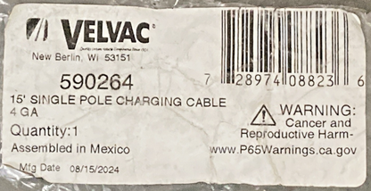 GENUINE VELVAC 590264 POWER CABLE, SINGLE POLE, 15 FT