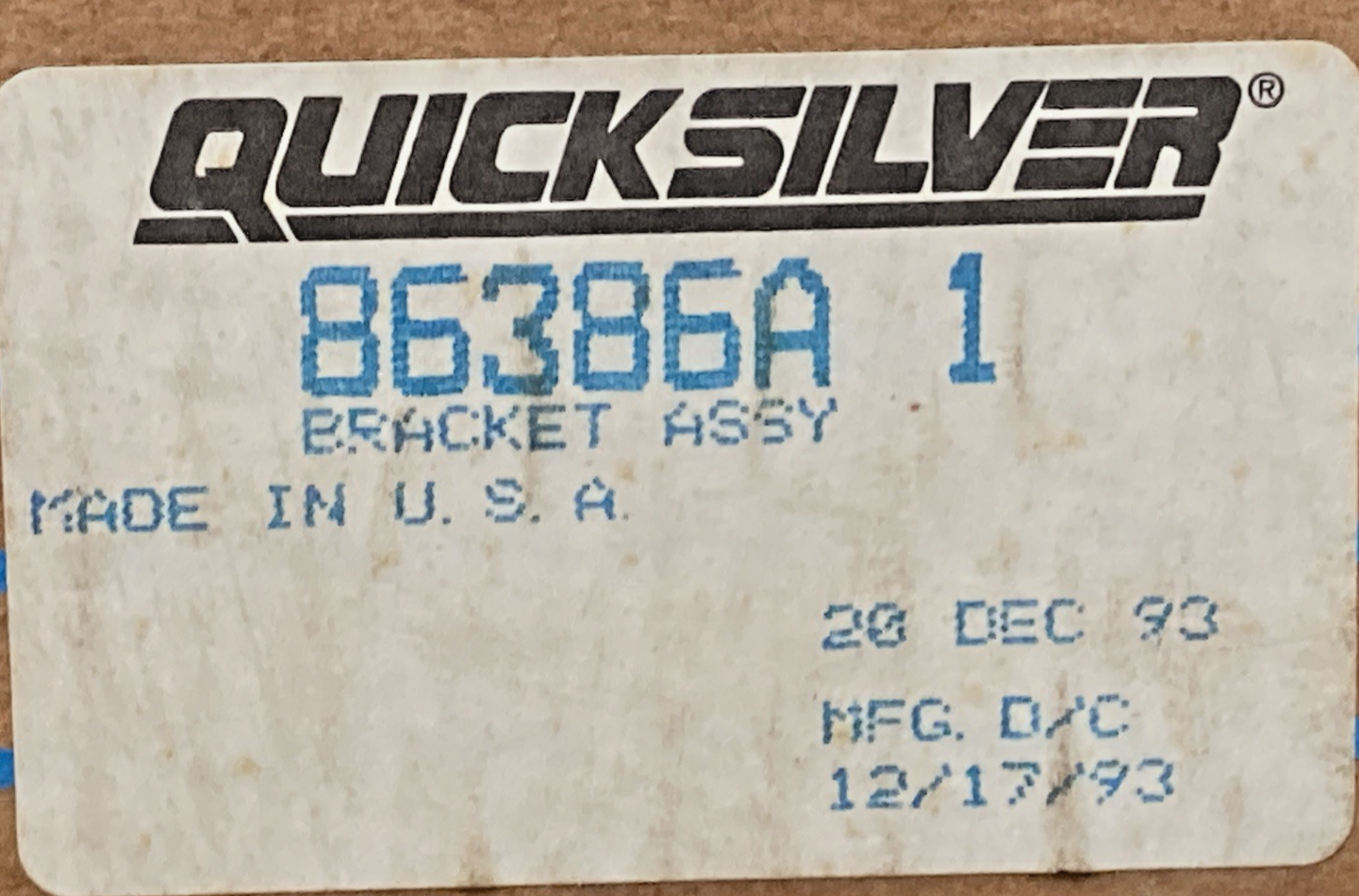 NEW GENUINE MERCURY QUICKSILVER 86386A BRACKET ASSEY, NLA