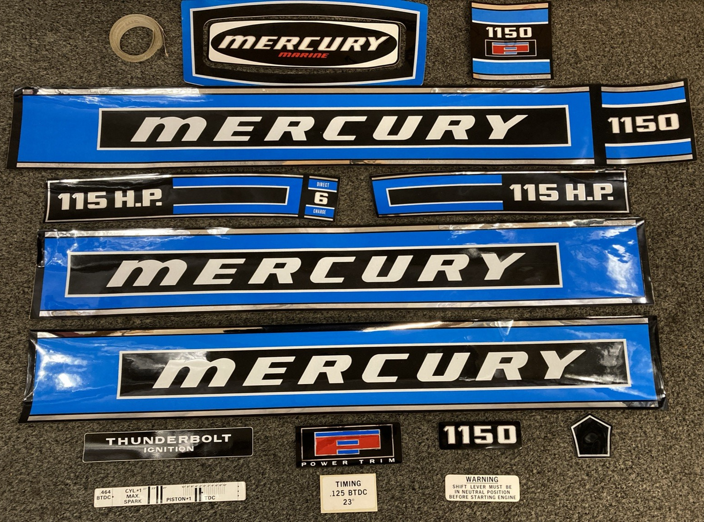 NEW GENUINE MERCURY 37-66323A74 115hp Outboard Engine Decal Set 1974