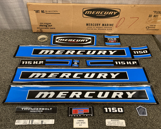 NEW GENUINE MERCURY 37-66323A74 115hp Outboard Engine Decal Set 1974