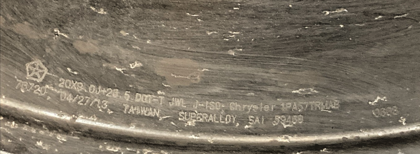 CHRYSLER 1PA57TRMAB 20" ALUMINUM STR WHEEL RIM, '10-'15 DODGE CHARGER/CHALLENGER