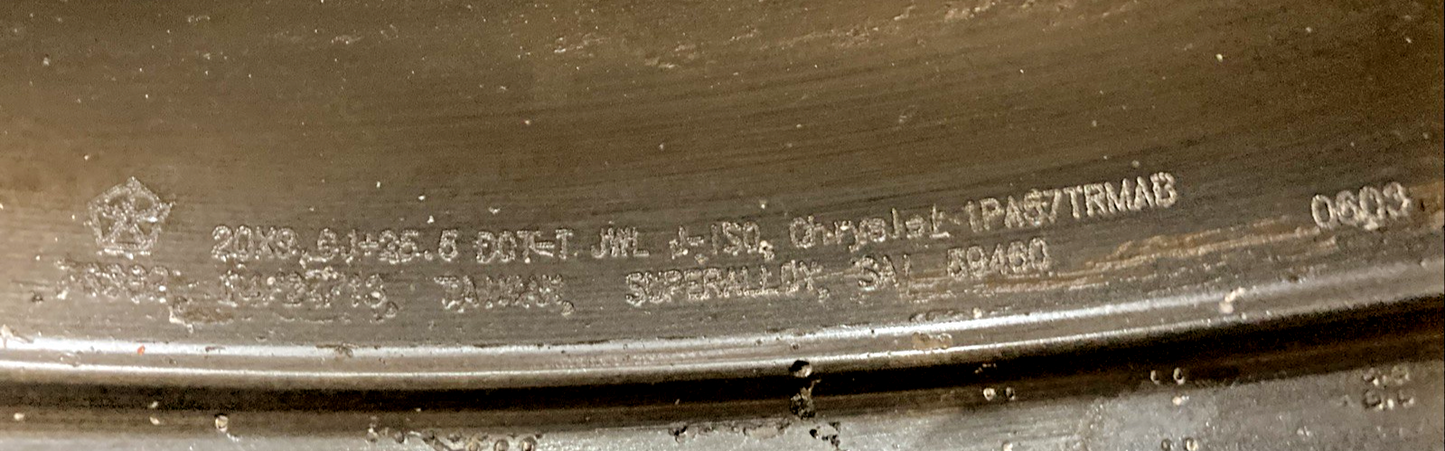 CHRYSLER 1PA57TRMAB 20" ALUMINUM STR WHEEL RIM, '10-'15 DODGE CHARGER/CHALLENGER