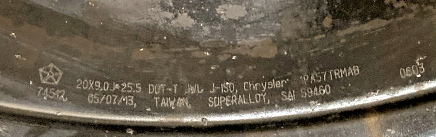 CHRYSLER 1PA57TRMAB 20" ALUMINUM STR WHEEL RIM, '10-'15 DODGE CHARGER/CHALLENGER