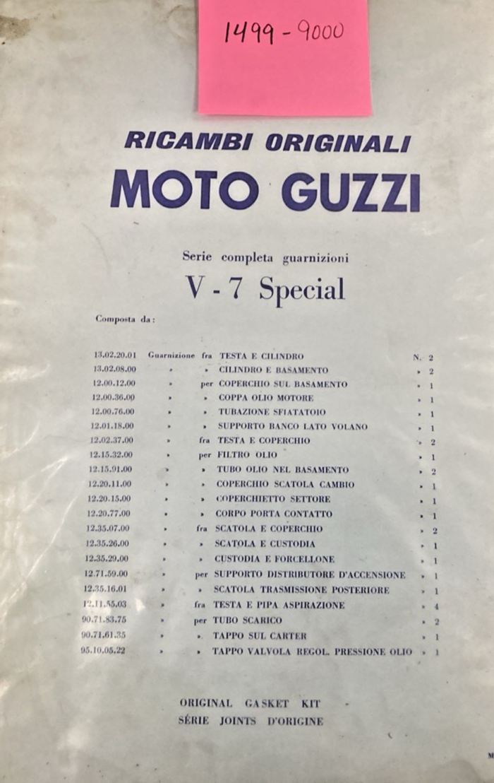 NEW GENUINE 1499-9000 Moto Guzzi Engine Gasket Set