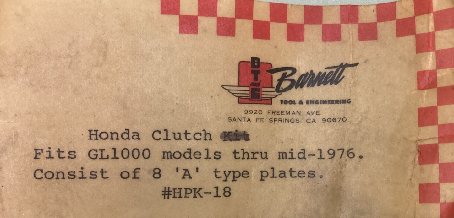 NEW GENUINE BARNETT HPK-18 CLUTCH PLATE FITS HONDA GL1000