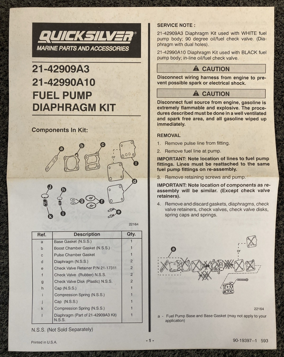 NEW GENUINE MERCURY QUICKSILVER 27-43004A90 Engine Gasket Set