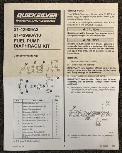 NEW GENUINE MERCURY QUICKSILVER 27-43004A90 Engine Gasket Set
