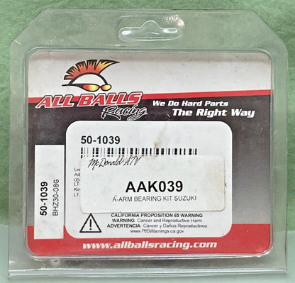 NEW GENUINE ALL BALLS RACING 50-1039 A-ARM BEARING KIT