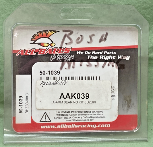 NEW GENUINE ALL BALLS RACING 50-1039 A-ARM BEARING KIT INCOMPLETE KIT
