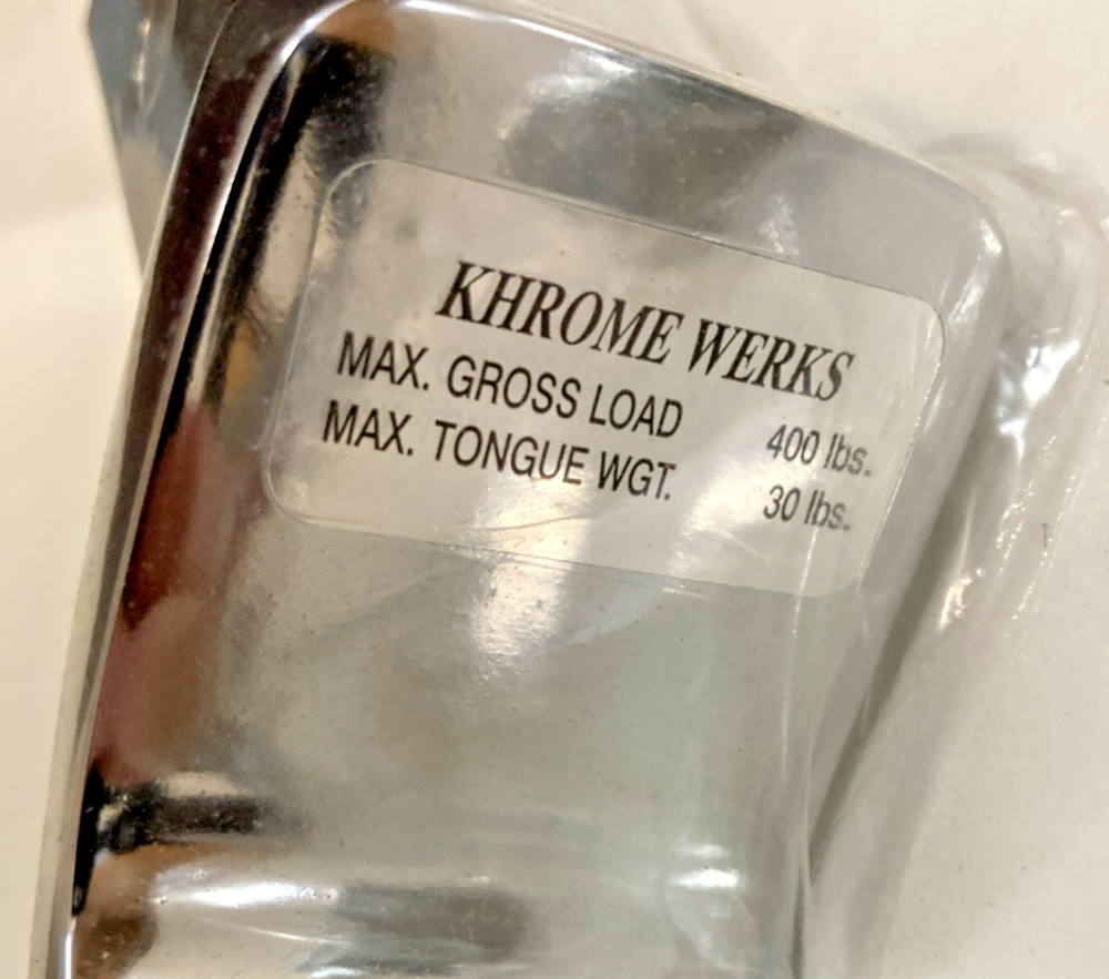 NEW GENUINE KHROME WERKS 3902-0067 RECEIVER TRAILER HITCH BLACK, W/OUT REAR RAIL