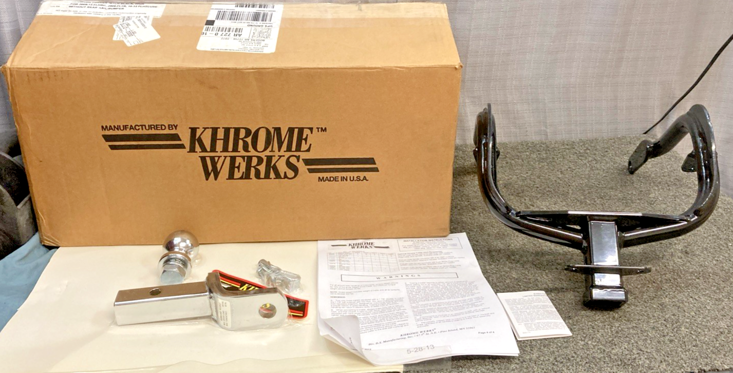 NEW GENUINE KHROME WERKS 3902-0067 RECEIVER TRAILER HITCH BLACK, W/OUT REAR RAIL