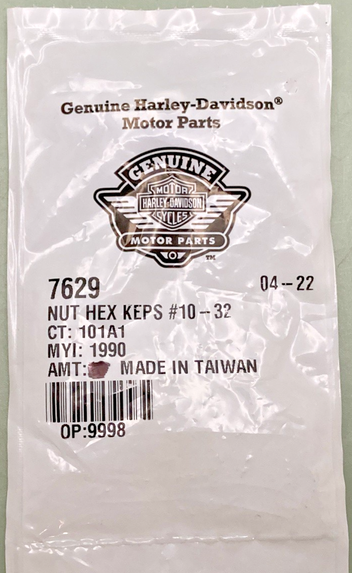 QTY 10 NEW GENUINE HARLEY-DAVIDSON 7629 HEX NUT