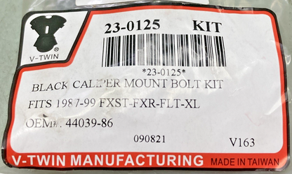 NEW GENUINE V-TWIN 44039-86 BLACK CALIPER MOUNT BOLT KIT