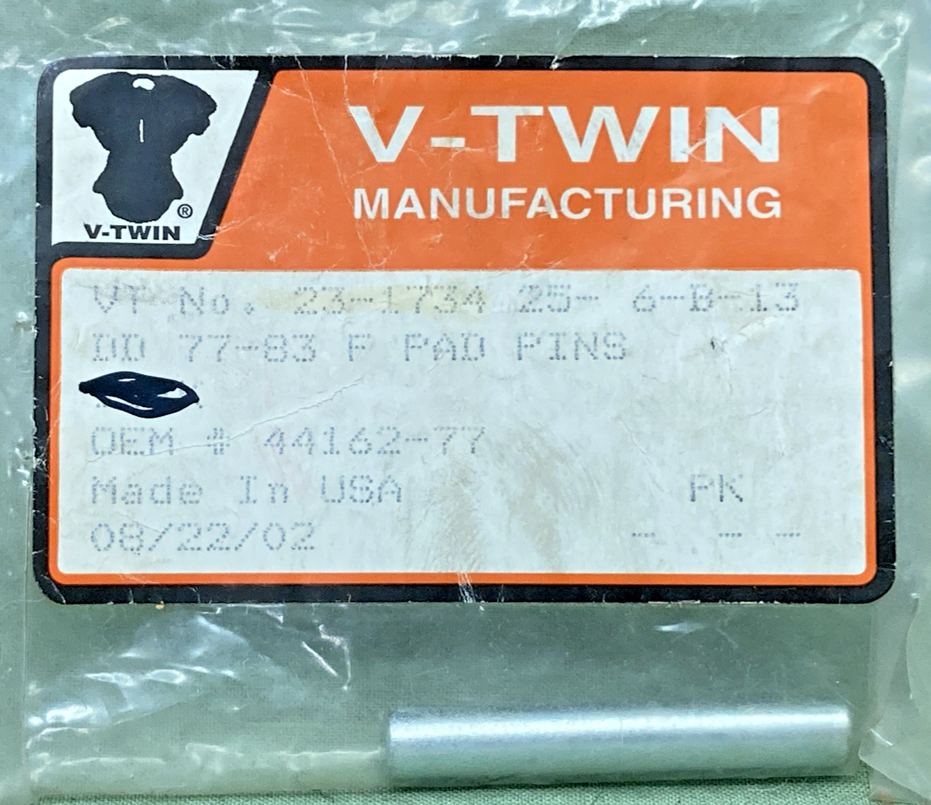 NEW GENUINE V-TWIN 44162-77 F PAD PIN