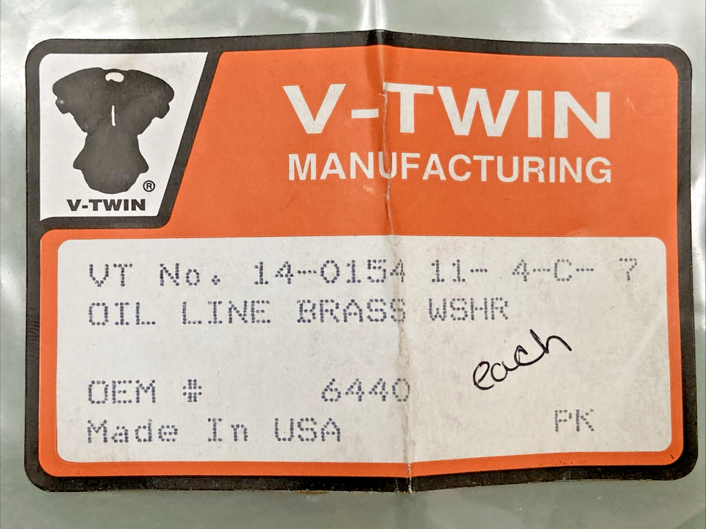 QTY 4 NEW GENUINE 14-0154 V-TWIN WASHER