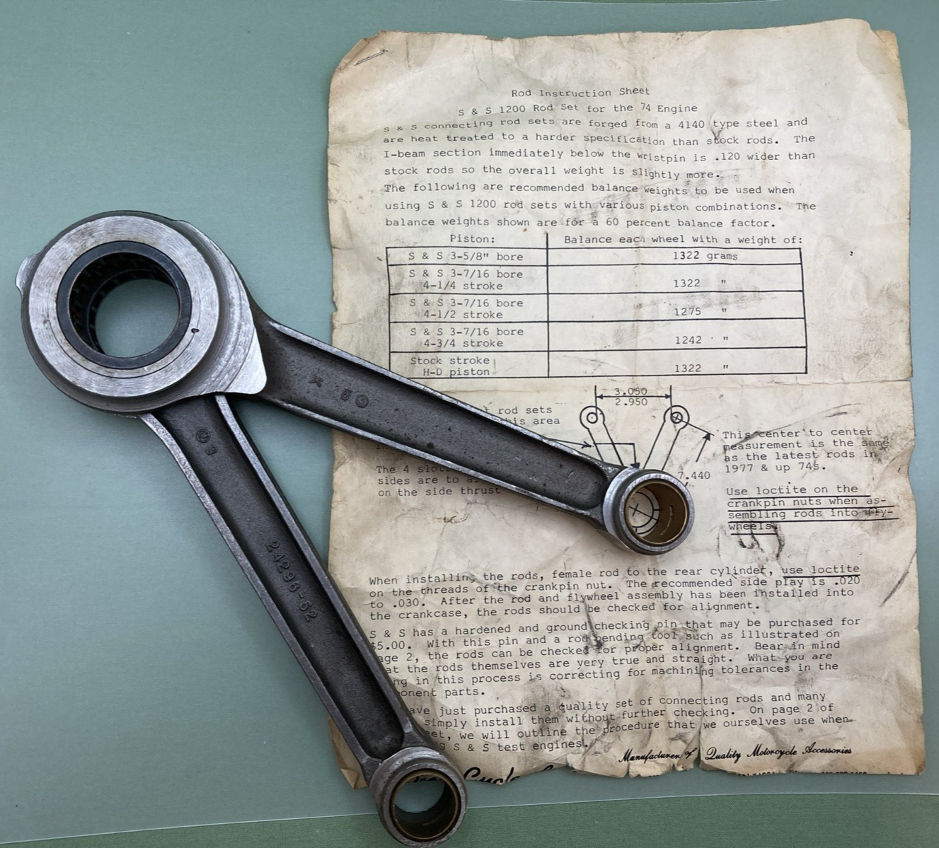 NEW S & S CYCLE 24292-52 CONNECTING RODS for Harley Davidson