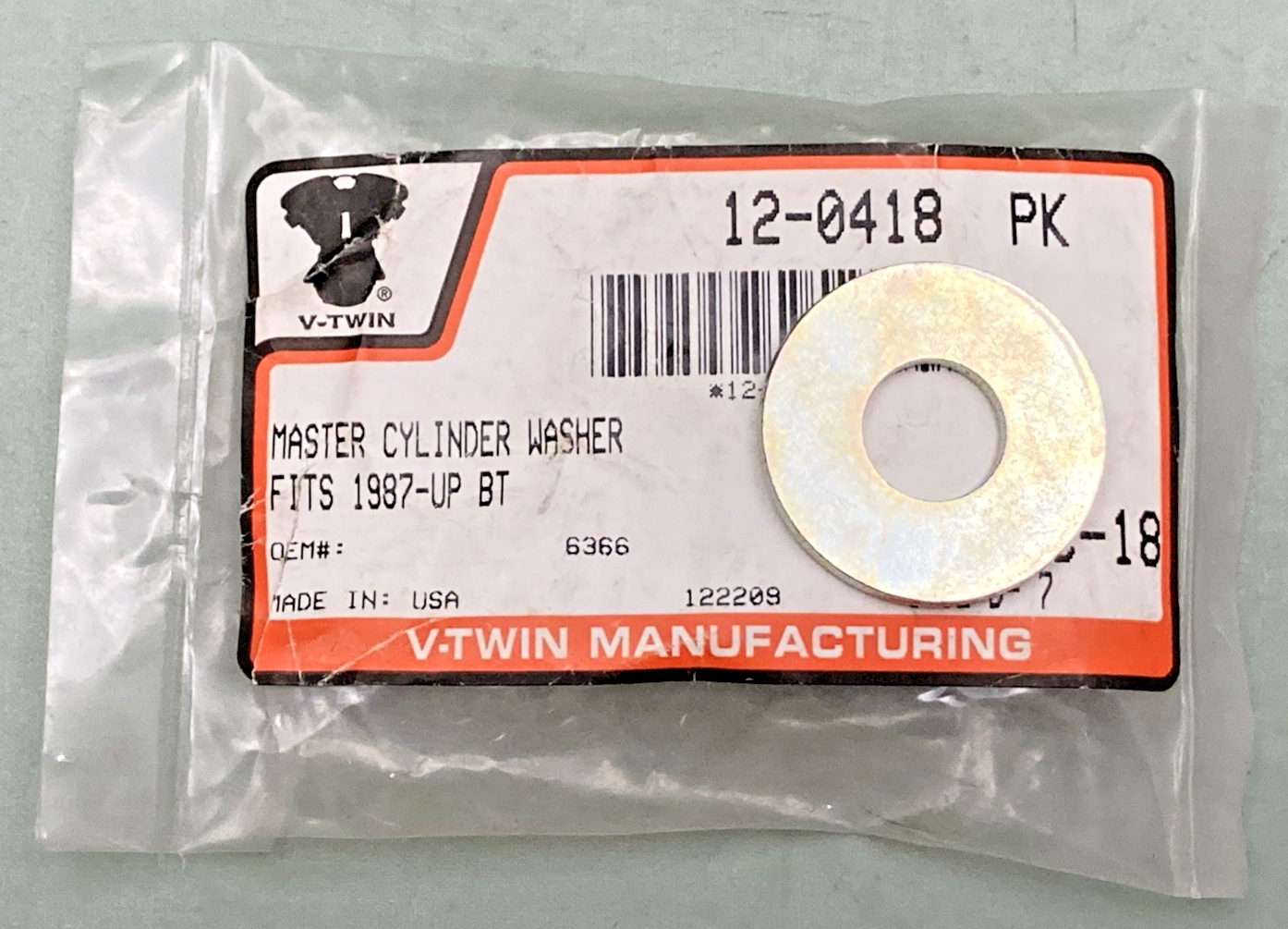 NEW GENUINE V-TWIN 12-0418 MASTER CYLINDER WASHER