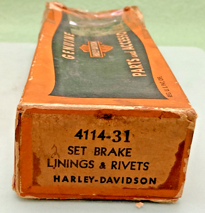 NEW GENUINE HARLEY-DAVIDSON 4114-31 SET BRAKE LINING, RIVETS