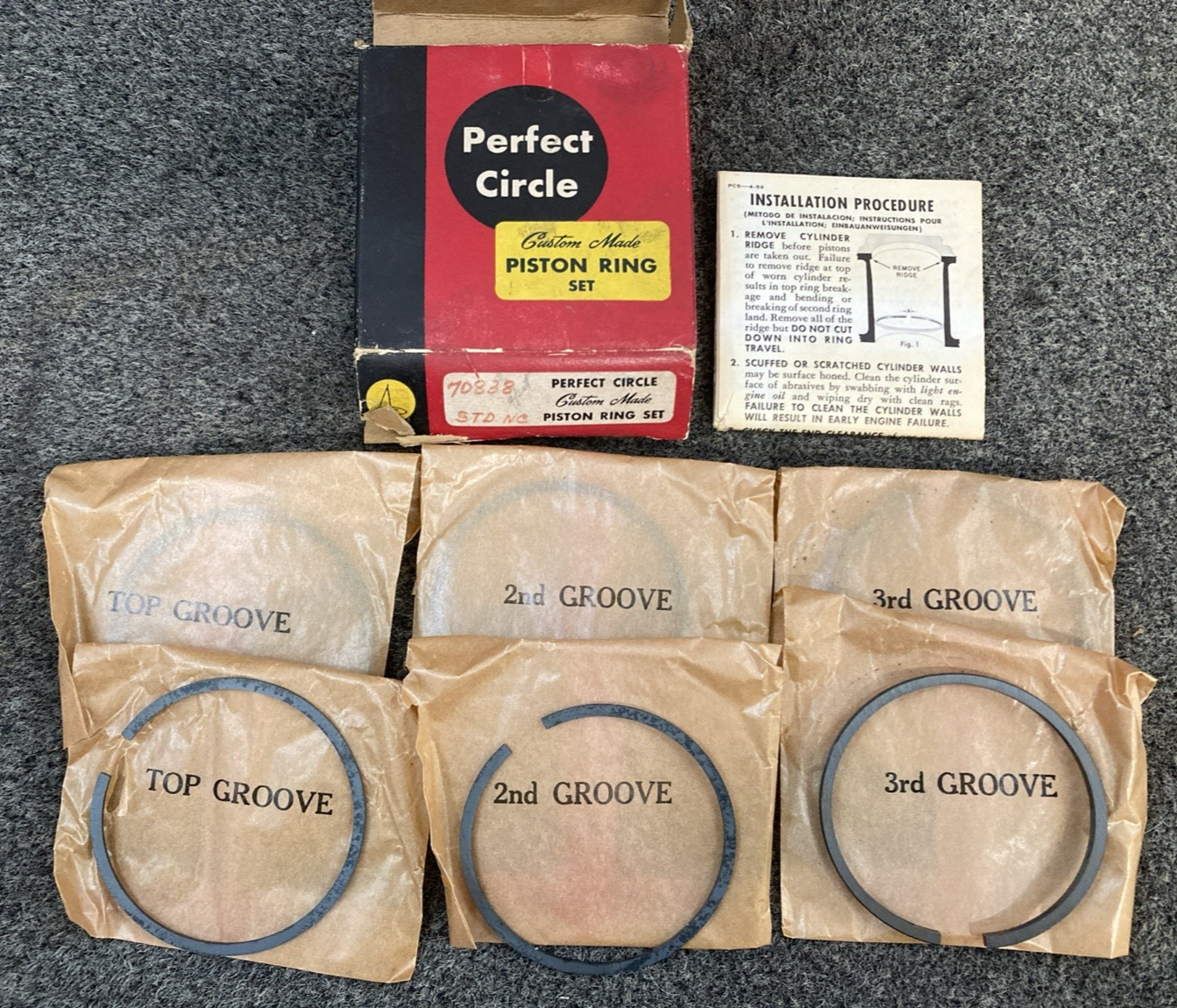 NEW GENUINE PERFECT CIRCLE 70838 PISTON RING SET STD NC