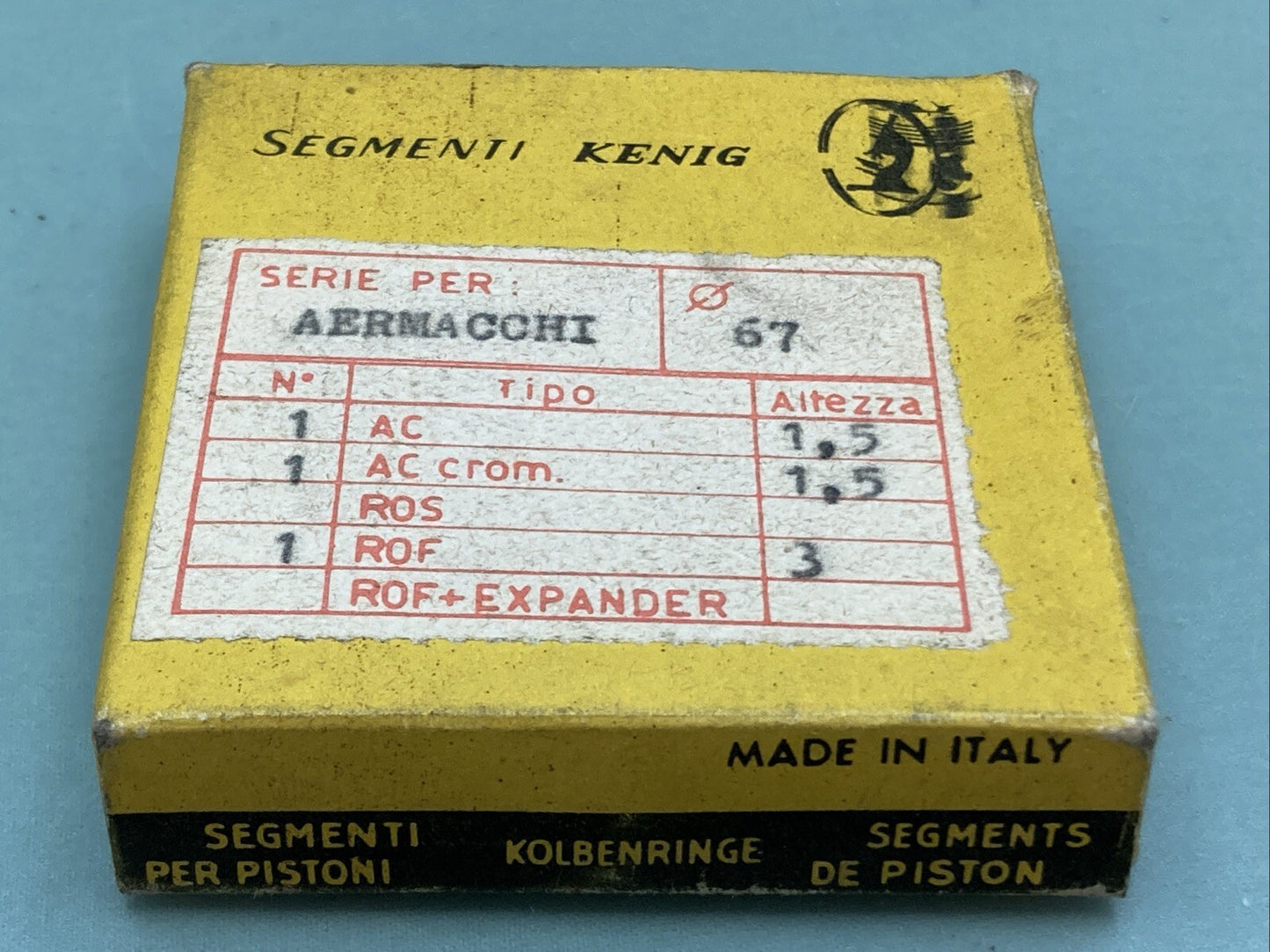 NEW GENUINE SEGMENTI KENIG A70 PISTON RING SET AERMACCHI