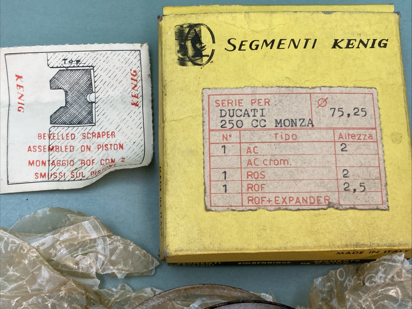 NEW GENUINE SEGMENTI KENIG A80 PISTON RING SET DUCATI MONZA 250 CC