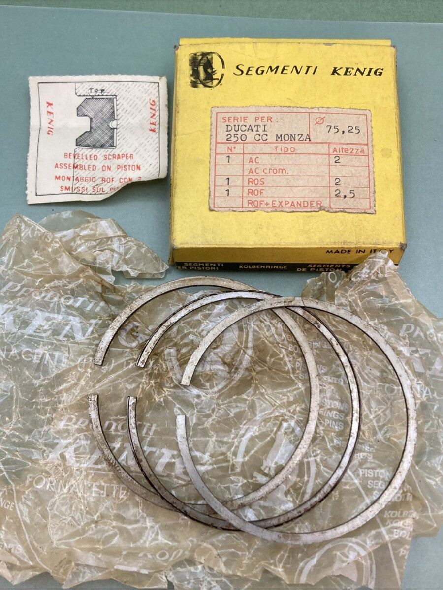 NEW GENUINE SEGMENTI KENIG A80 PISTON RING SET DUCATI MONZA 250 CC