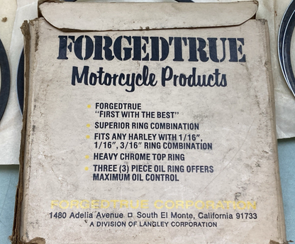 NEW GENUINE FORGEDTRUE 63-0076 PISTON RING SET HARLEY DAVIDSON