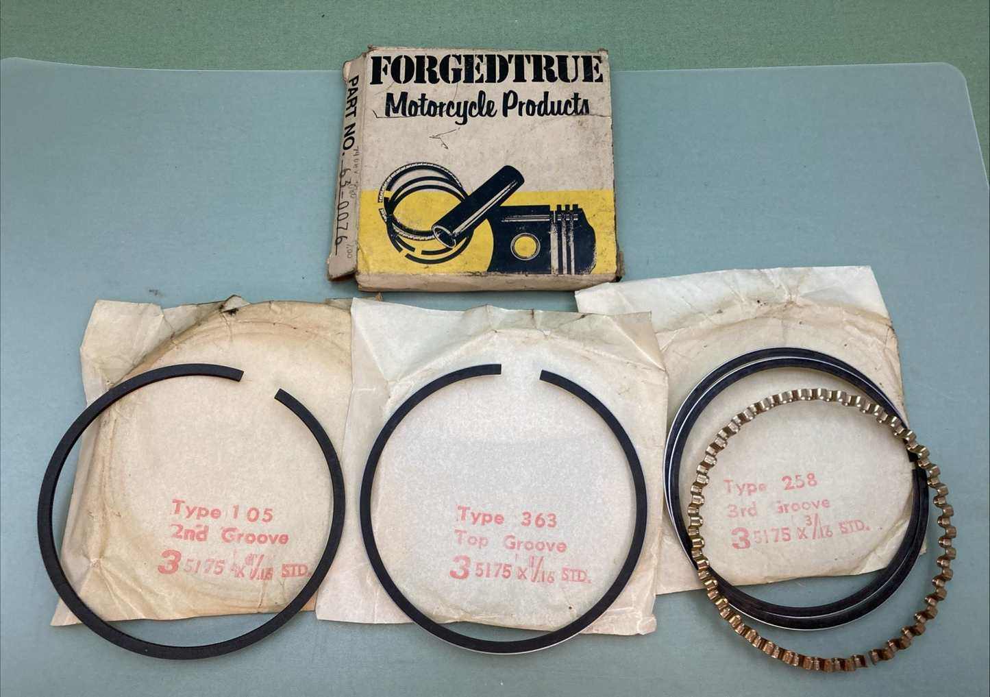 NEW GENUINE FORGEDTRUE 63-0076 PISTON RING SET HARLEY DAVIDSON