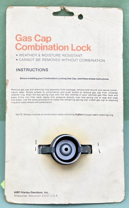 NEW GENUINE HARLEY-DAVIDSON 61098-75V Cap, gas fuel tank, combination locK