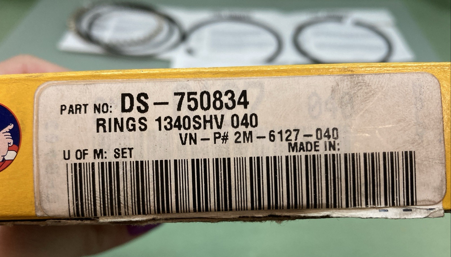 NEW GENUINE HASTINGS 2M6127040 PISTON RING SET HARLEY DAVIDSON