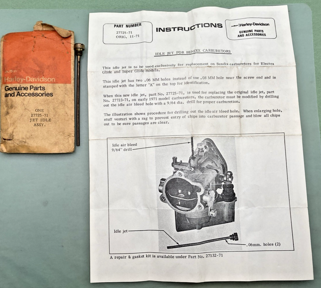 NEW GENUINE HARLEY DAVIDSON 27725-71 IDLE JET 0.60 mm "A"