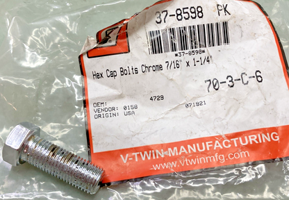 NEW GENUINE V-TWIN 37-8598 HEX CAP BOLT