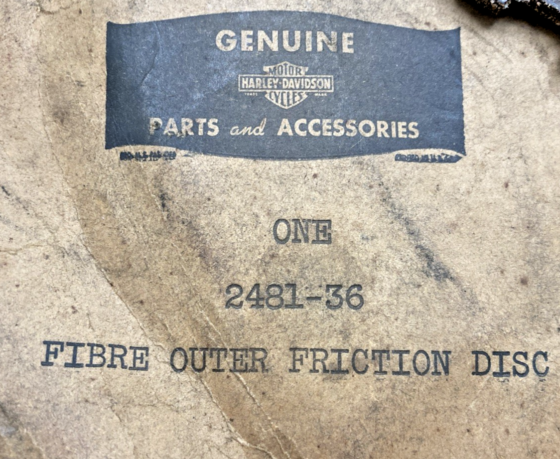 NEW GENUINE HARLEY DAVIDSON 2481-36 FIBRE OUTER FRICTIONS DISC