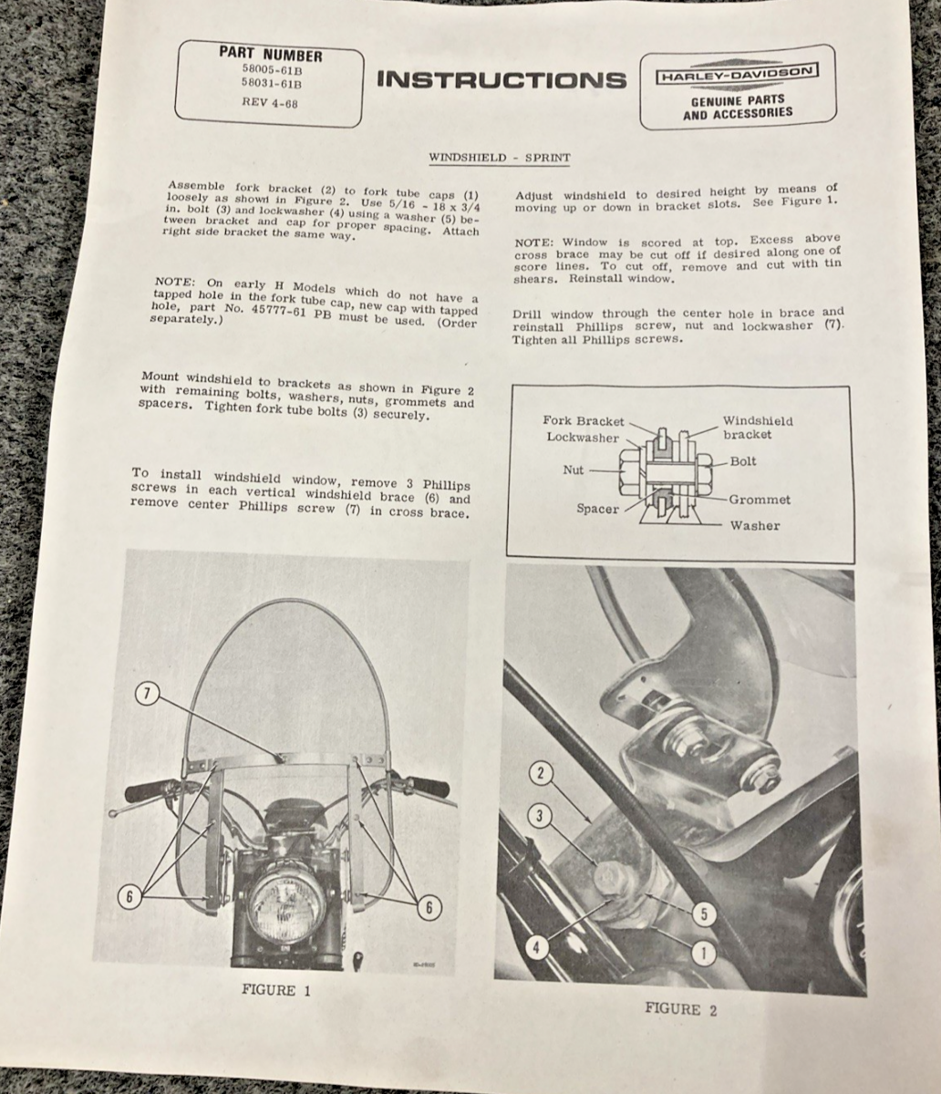 NEW GENUINE HARLEY DAVIDSON 58031-61B ADJUSTABLE WINDSHIELD WINDOW/BRACKET