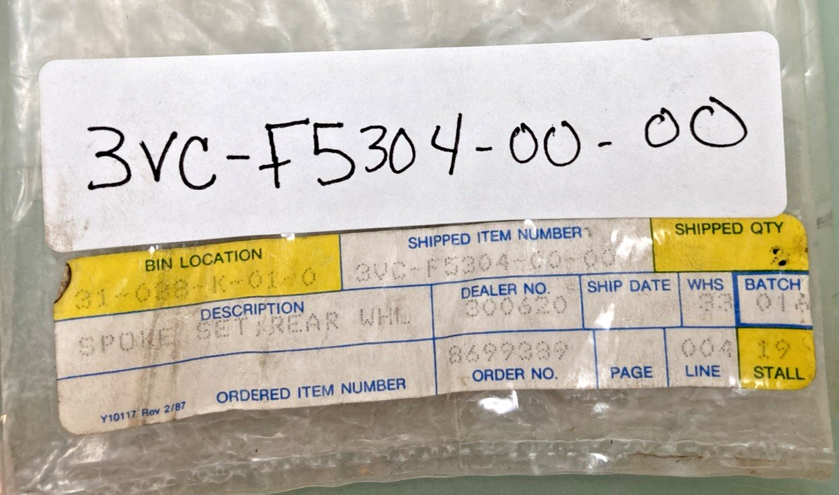 NEW GENUINE YAMAHA 3VC-F5304-00 COMPLETE REAR WHEEL SPOKE SET INCOMPLETE KIT