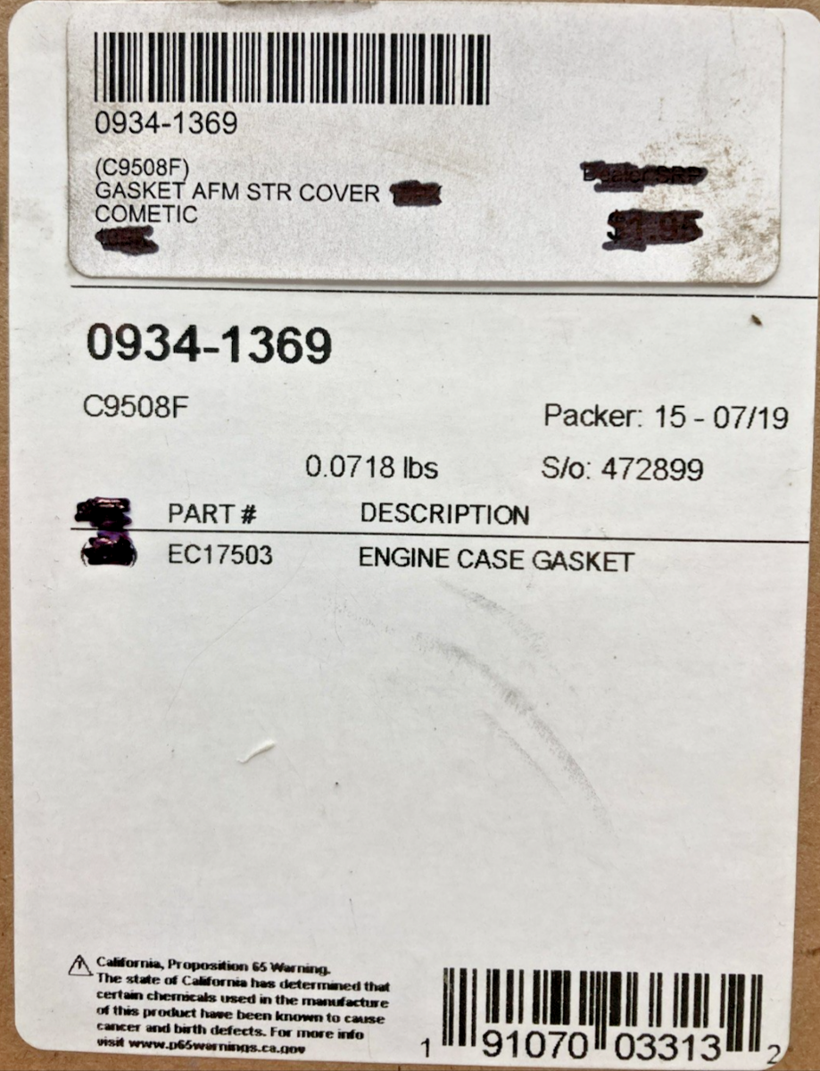 QTY 9 NEW GENUINE COMETIC GASKET 0934-1369 STARTER COVER GASKET