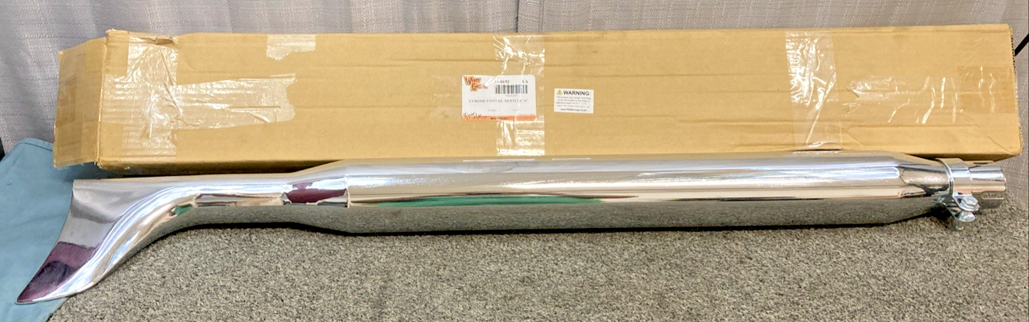 NEW GENUINE WYATT GATLING 30-0152 CHROME FISHTAIL MUFFLER 36"