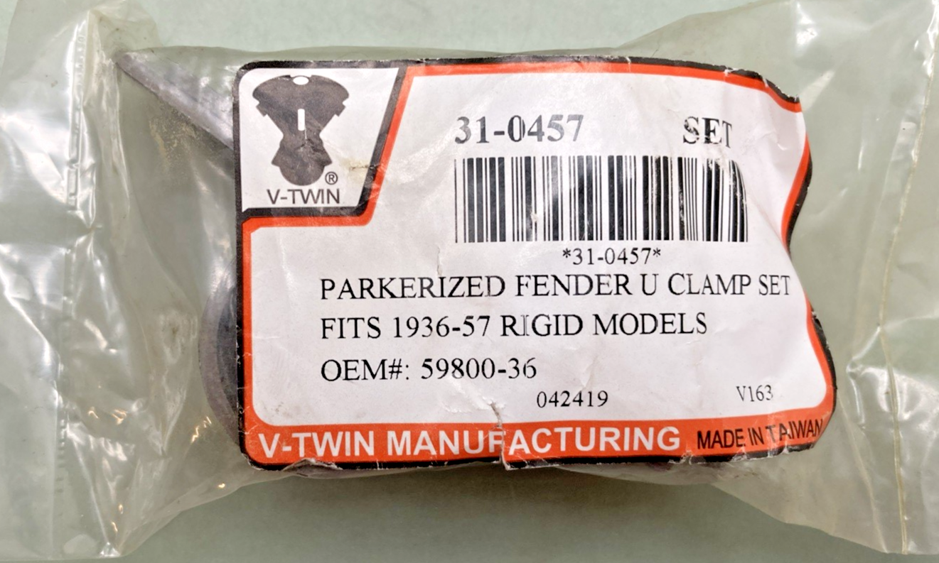 NEW GENUINE V-TWIN MANUFACTURING 31-0457 REAR FENDER MOUNT U-CLAMPS PARKERIZED