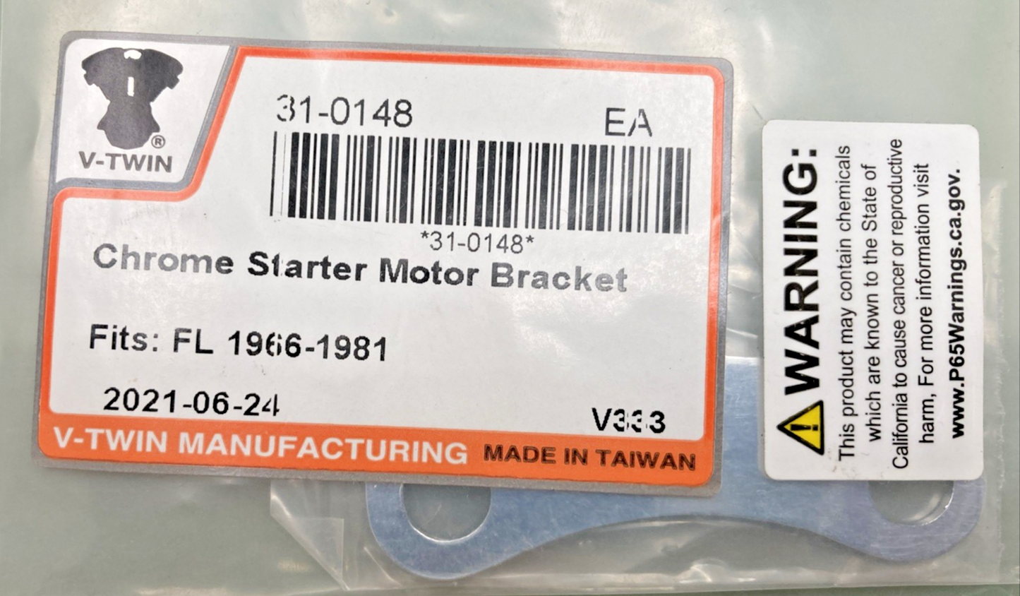 NEW GENUINE V-TWIN MANUFACTURING 31-0148 CHROME STARTER MOTOR BRACKET