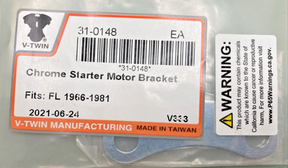 NEW GENUINE V-TWIN MANUFACTURING 31-0148 CHROME STARTER MOTOR BRACKET