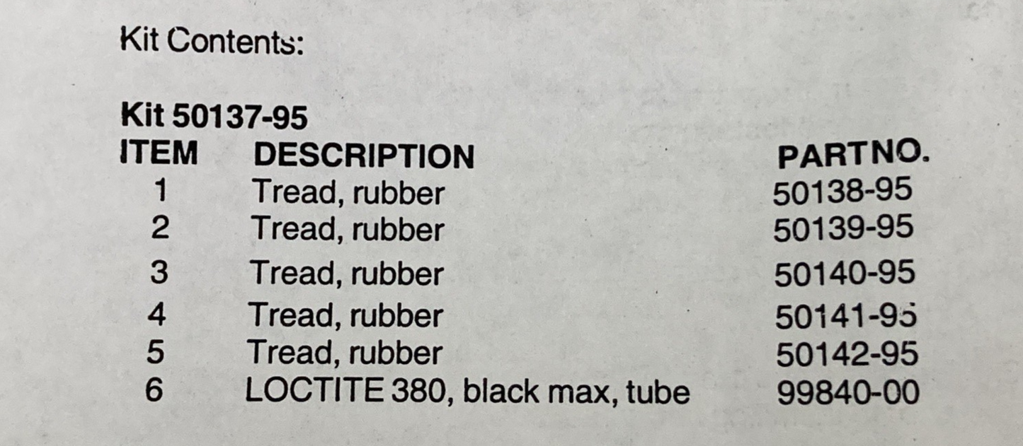NEW GENUINE HARLEY-DAVIDSON 50137-95 KIT, TREAD, 6 SLOT, SMALL