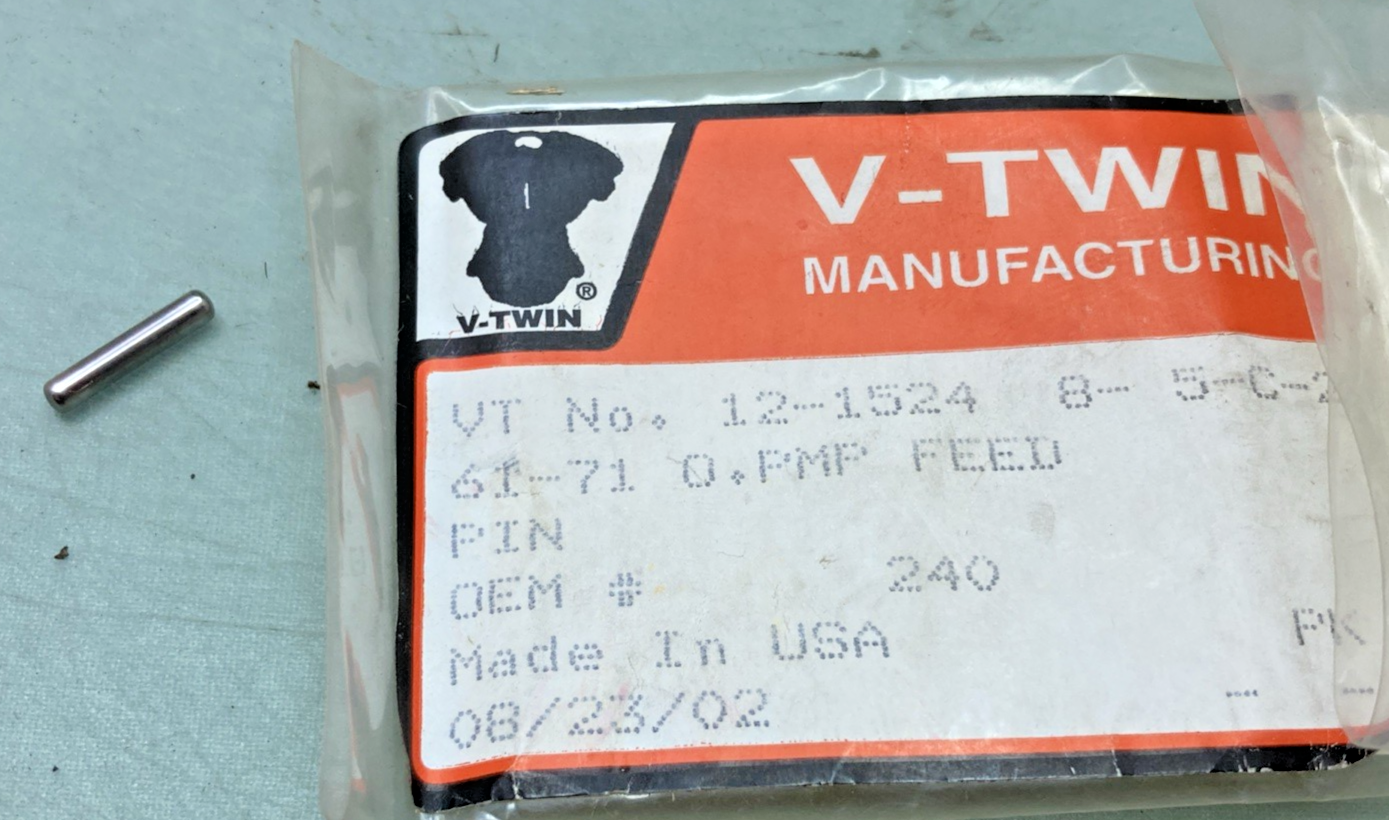 NEW GENUINE V-TWIN 12-1524 OIL PUMP FEED PIN