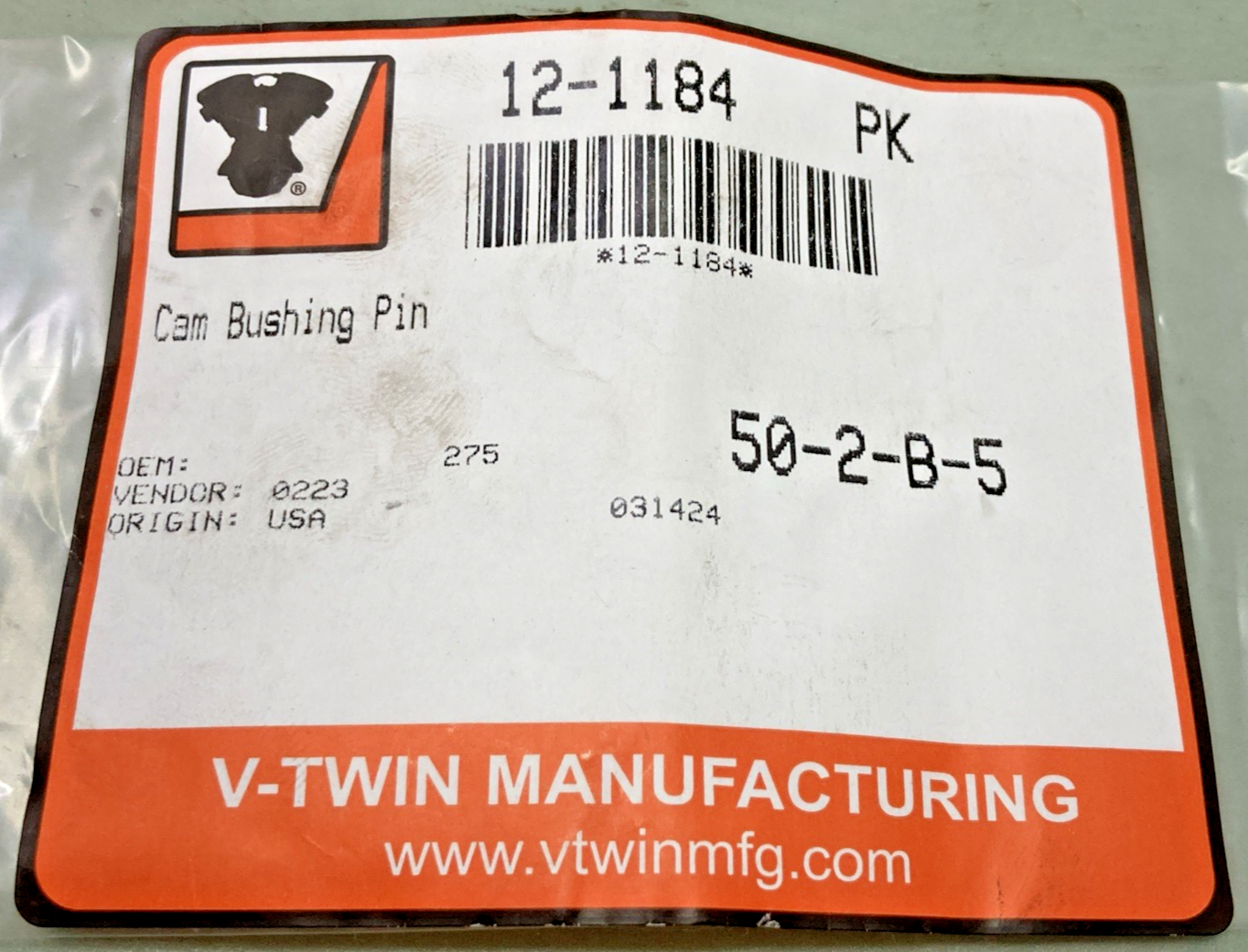 QTY 2 NEW GENUINE V-TWIN 12-1184 CAM BUSHING PIN